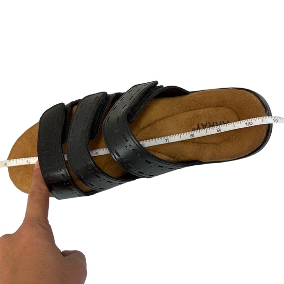 ARRAY Boardwalk Womens 9.5M Black Leather Slide Sandals Adjustable Memory Foam - Picture 8 of 9